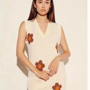 Boho Sleeveless Cream Dress with Floral Accents